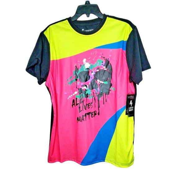 Lavish Society Med All Lives Matter Skull Graphics Short Sleeve Colored Shirt - Picture 1 of 11